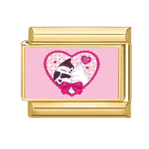 Golden Cute Lovely Cat Dogs Bow Cherry Tulip  Charm Links