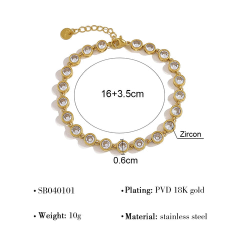 Luxury Zircon Crystal Stainless Steel Bracelets for Women