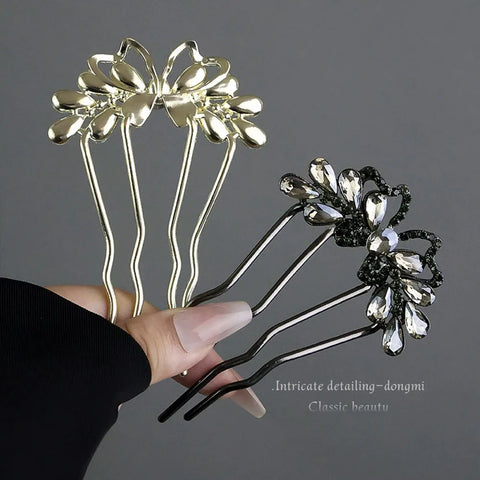 Women Elegant Style Metal Forks Vintage Pearl Hairpins