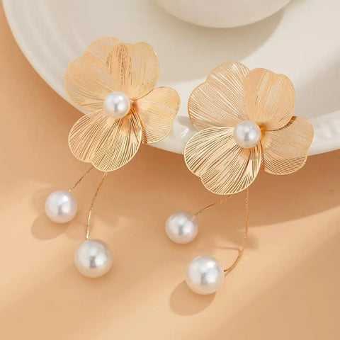 Romantic Flower Petal Long Tassel Drop Earrings For Women