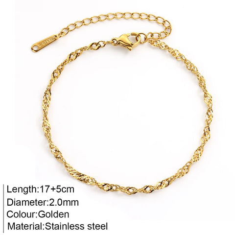 Women's High-end Stainless Steel Bracelets Box Chain Clip Bead Chain Fashion