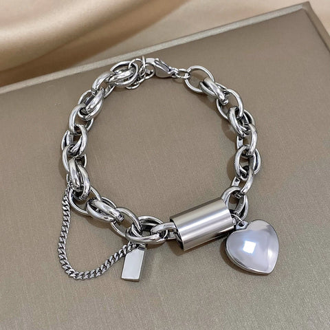 Punk Chunky Double Thick Chain Stainless Steel Bracelets for Women