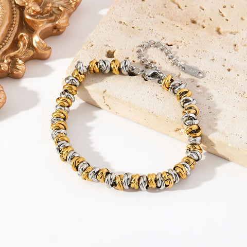 Stainless Steel Metal Beads Charms Bracelet Bangle for Women