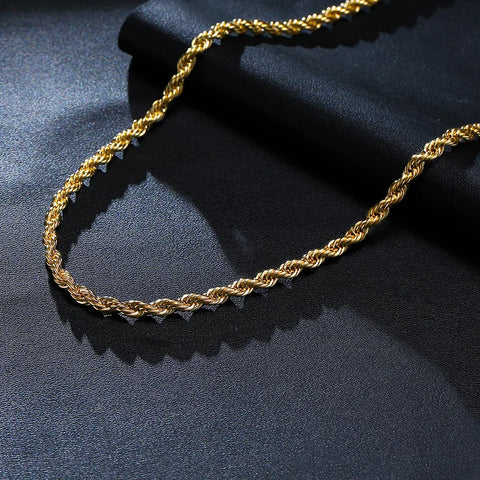 Vnox Dainty Gold Color Rope Chain Necklaces for Women Men,Chic Twisted Collar