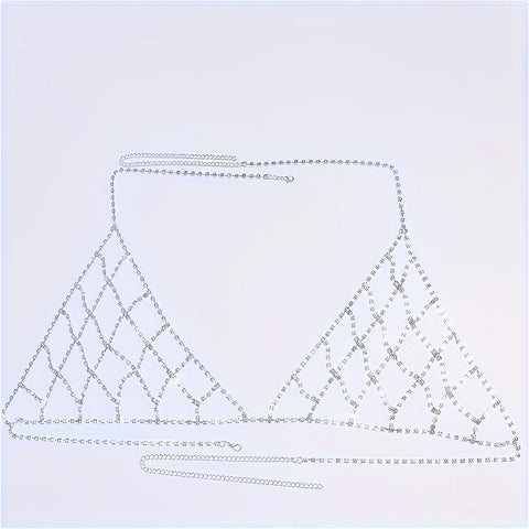 Ultra Flash Rhinestone Mesh Hollow Chest Chain
