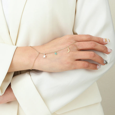 Vintage Emerald Blue Crystal Boho Wrist Bracelet for Women