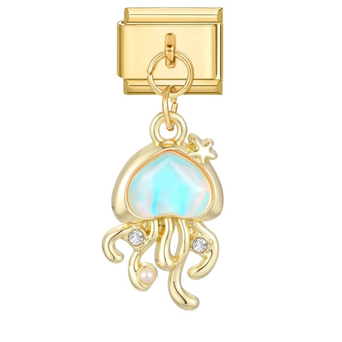 Golden Butterfly Leaf Moon Cat Flower Italian Charm Links