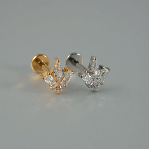 Zircon G23 Solid Titanium Cartilage Earrings Stud 16G Internally Threaded Cz Cluster Helix