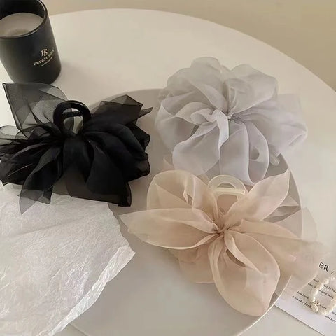 New Mesh Bow Grip Clip Female Ponytail Braid Hair Claw Clip