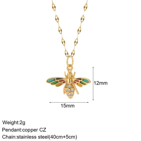 Heart Evil Blue Eye Sun Necklace for Women Cute Dog Bee Elephant Gold Color Pendant