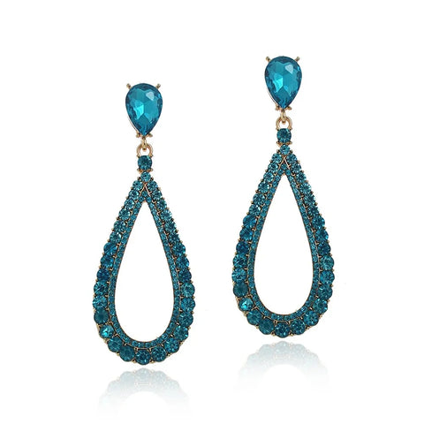 Hollow out Full Diamond Classic Designer Waterdrop Diamond Embedded Earrings