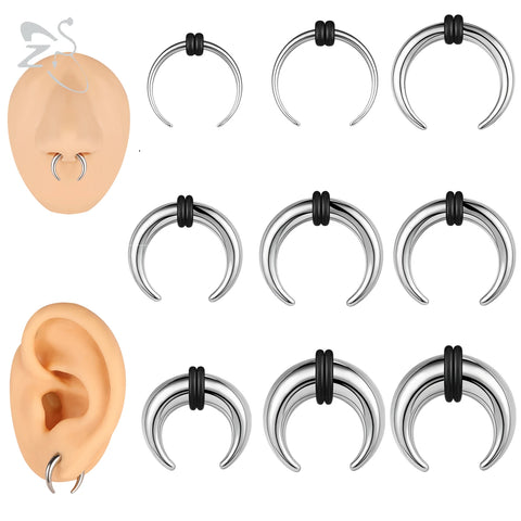 C Shape Buffalo Horn Nose Piercing Stainless Steel Pincher Septum Ring Punk
