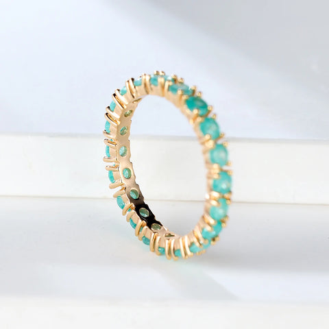 Single Row Stone Blue Green Pink Ice Flower Zircon Stacking Engagement Rings For Women