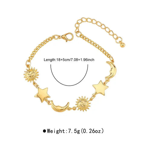 Exquisite Star Moon Versatile Casual Holiday Style Splicing Bracelet