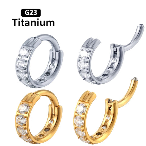 Titanium Piercing Hinged Segment Septum Hoop Nose Rings Clicker