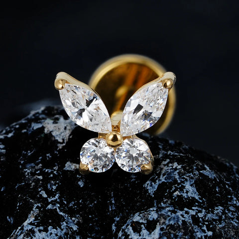 Titanium Mini Butterfly CZ Labret Tragus Cartilage Conch Forward Helix Stud