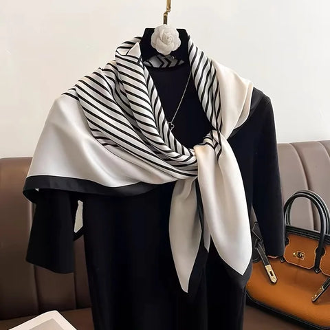 90*90cm Silk Scarf Scarftop Headwraps For Woman Fashion Four Seasons Hair Accessories