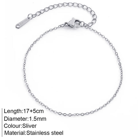Women's High-end Stainless Steel Bracelets Box Chain Clip Bead Chain Fashion