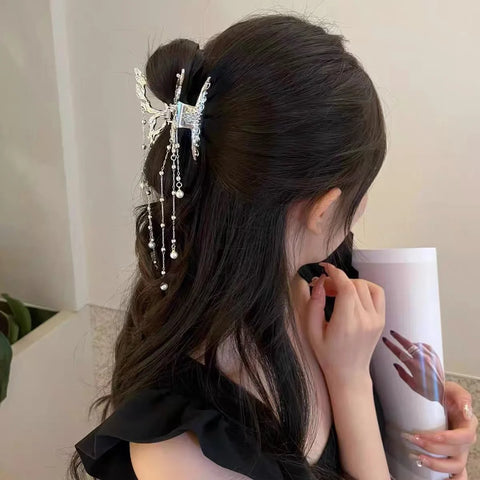 AWAYTR Butterfly Pearl Tassel Shark Crab Clips Girls Hairpin Hair Accessories