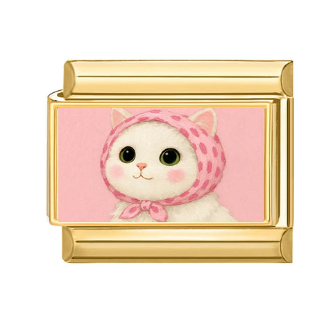 Golden Cute Lovely Cat Dogs Bow Cherry Tulip  Charm Links