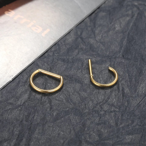 Titanium Hinged Segment Ring D-Shape with Side Crystals Septum Cartilage Helix