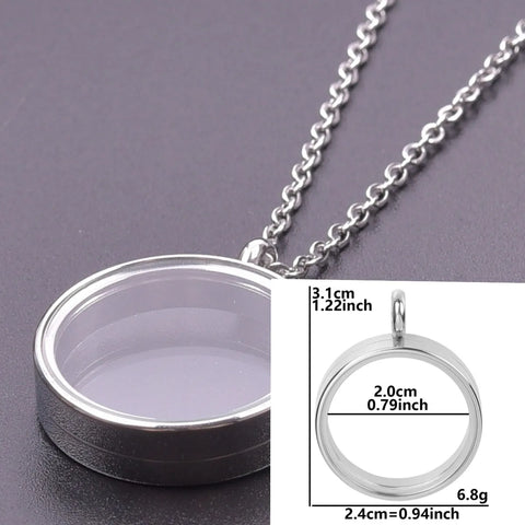 Round Living Memory Photo Relicario Locket Pendant Floating Charms Picture Necklaces