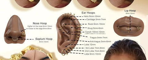 Bobisty Septum Nose Rings Hoops 316L Surgical Steel Septum Gold Plated Nose Ring