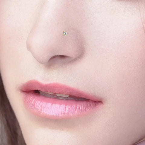 Elegant Stainless Steel Nose Rings Set Synthetic Zirconia Curved Rod Nose Studs
