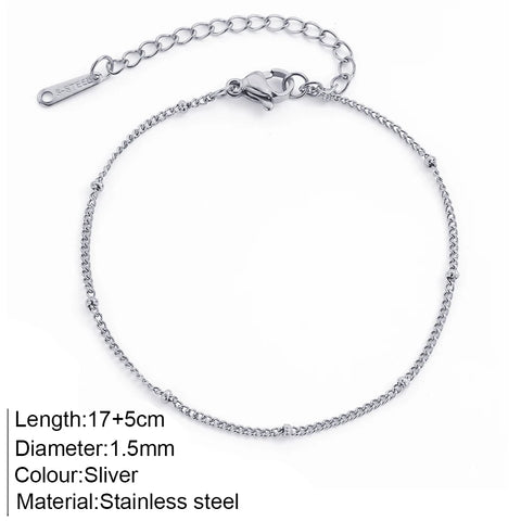 Women's High-end Stainless Steel Bracelets Box Chain Clip Bead Chain Fashion