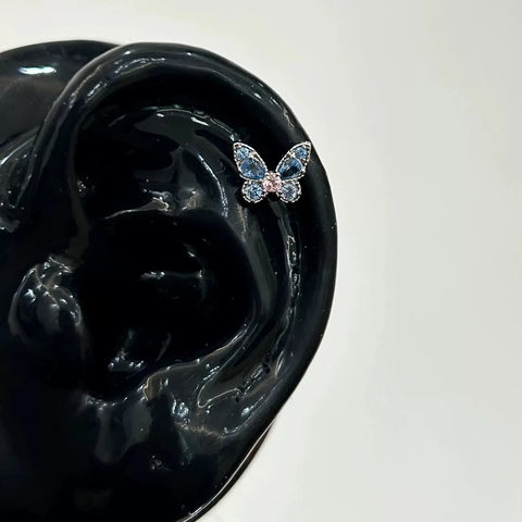 Zircon Pink Cross Ear Bone Nail 316L Stainless Steel Cochlea Piercing Jewelry