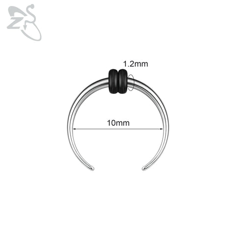 C Shape Buffalo Horn Nose Piercing Stainless Steel Pincher Septum Ring Punk