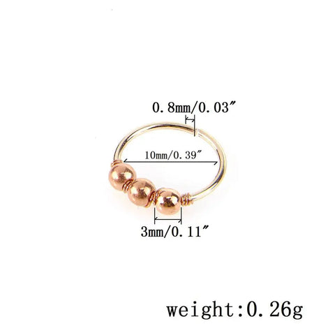 Sexy Rose Gold Silver Plated Round Hoop Beads Nose Ring Stud Nose Hoop Piercing