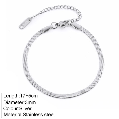 Women's High-end Stainless Steel Bracelets Box Chain Clip Bead Chain Fashion