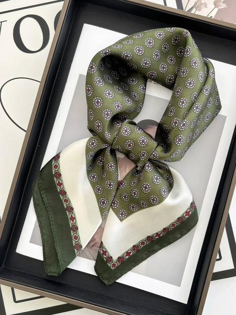 Vintage Chain Print Satin Square Scarf Soft Lightweight Women’s Fashion Accessory