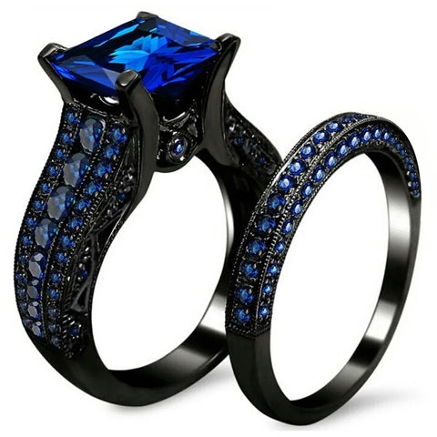 Charm Couple Rings Romantic Women Purple Rhinestones CZ Rings Set Trendy Jewelry