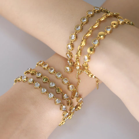 Luxury Zircon Crystal Stainless Steel Bracelets for Women