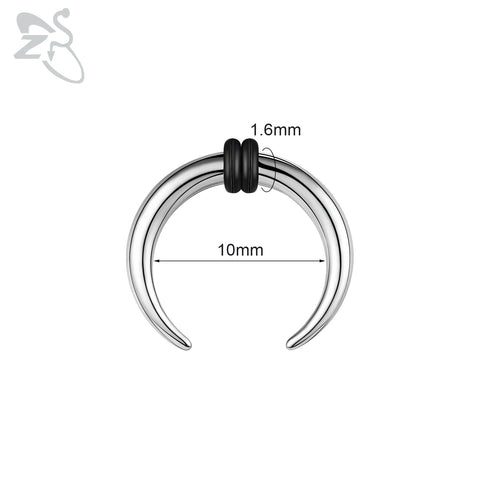 C Shape Buffalo Horn Nose Piercing Stainless Steel Pincher Septum Ring Punk