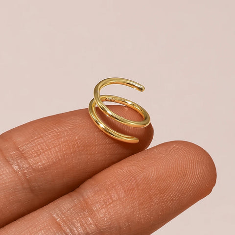 Sterling Silver Pierceing Nose Ring Simple Round Twist Rope Nose Ring Women