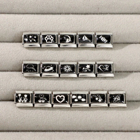 Black Heart Ship Flower Moon Cat Star Candy Charm Links