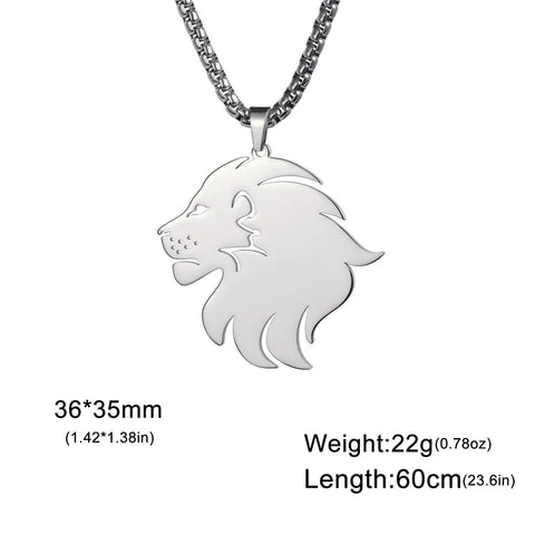 Punk Lion Head Pendant Necklace for Women Men Rock Hip Hop Animal Charms Choker
