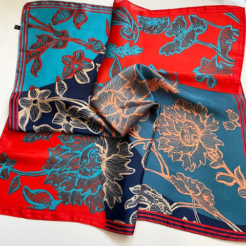 Print Silk Square Scarf Women Soft Satin Horse Hairband Neckerchief