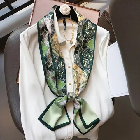 Women Fashion Luxury Long Narrow Small Silk Scarves Ladies Headband Headscarve