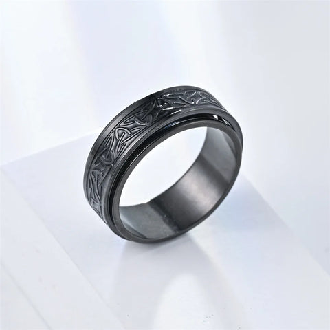 Viking Celtic Knot Rune Rings For Men Rotating Stainless Steel Anti Stress Anxiety Relife