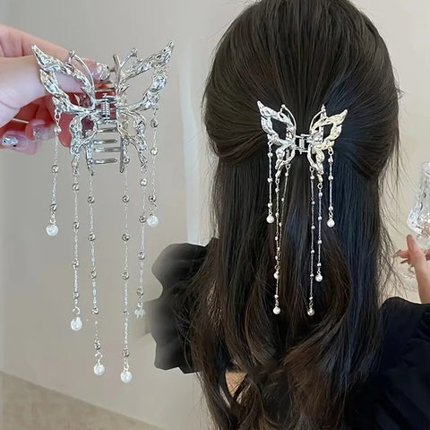 AWAYTR Butterfly Pearl Tassel Shark Crab Clips Girls Hairpin Hair Accessories