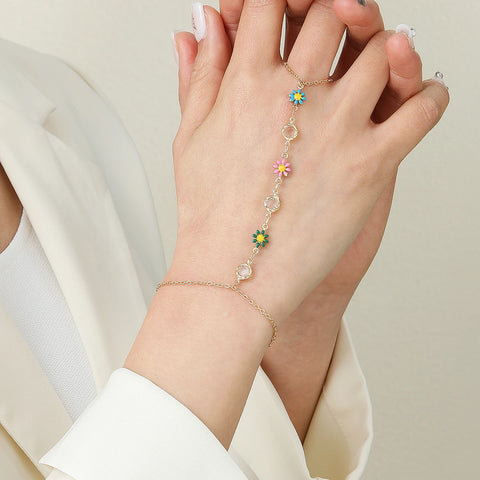 Vintage Emerald Blue Crystal Boho Wrist Bracelet for Women