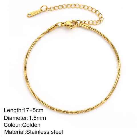 Women's High-end Stainless Steel Bracelets Box Chain Clip Bead Chain Fashion
