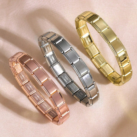 Italian Charm Stainless Steel Bracelets For Women Men 9mm Width Elastic DIY Bracelet