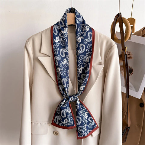 Luxury Long Narrow Small Silk Scarves for Women