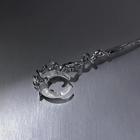 Crystal Moon Hair Stick for Women Vintage Metal Chinese Style Chopstick Shaped Hairpin