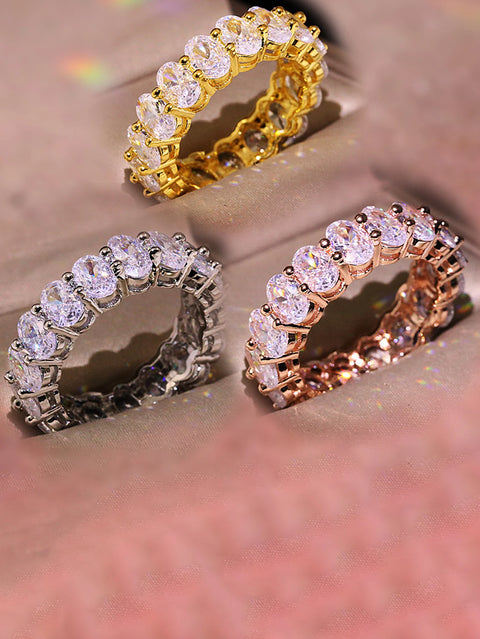 Sterling Silver Original Zircon Oval Fashion Ring for Women Gift Engagement Wedding Luxury